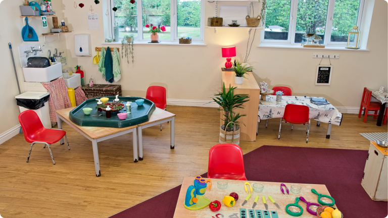 Wide angle view of the ladybug room at Poppies Nursery: How Much Is Nursery Per Day in the UK
