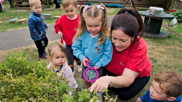 children playing in the garden