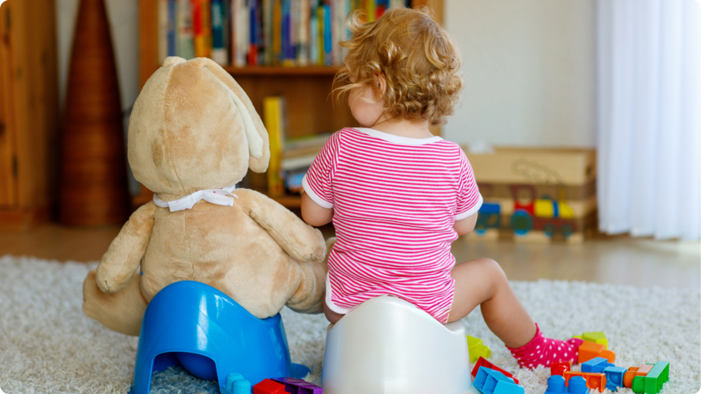 How to start potty training: a toddler and their teddy learning together